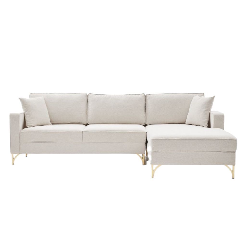 Hanah Home Rohová pohovka BERLIN krémová se zlatou pravá 258 cm