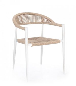 BIZZOTTO Zahradní židle JANDIA bílá s béžovým výpletem