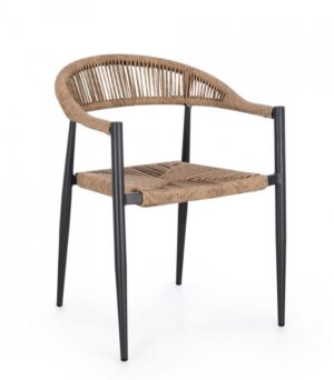 BIZZOTTO Zahradní židle JANDIA černá s hnědým výpletem