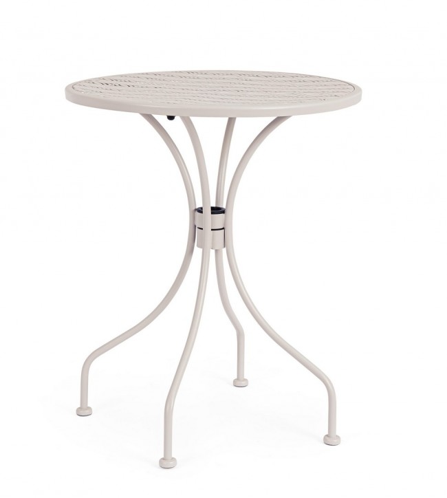 BIZZOTTO Kulatý zahradní kovový stůl LIZETTE světlý ø60 cm