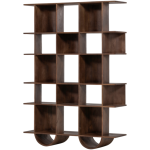 WOOOD Knihovna SINNE 180x130 cm tmavě hnědá