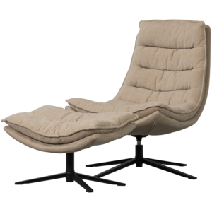 WOOOD Otočné křeslo s podnožkou KUBE světlé