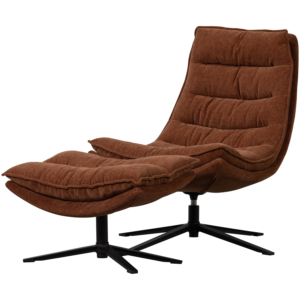 WOOOD Otočné křeslo s podnožkou KUBE hnědé