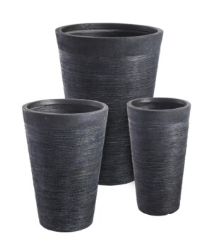 BIZZOTTO set 3 kulatých květináčů GRAFFITI černá