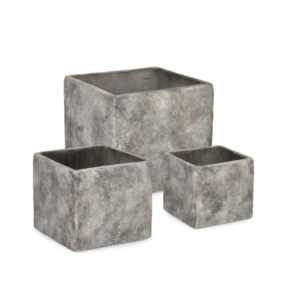 BIZZOTTO Set 3 nízkých květináčů MEILI šedá