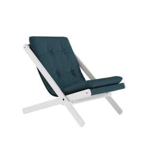 KARUP Skládací křeslo BOOGIE bíle lakované s petrolejově modrým potahem