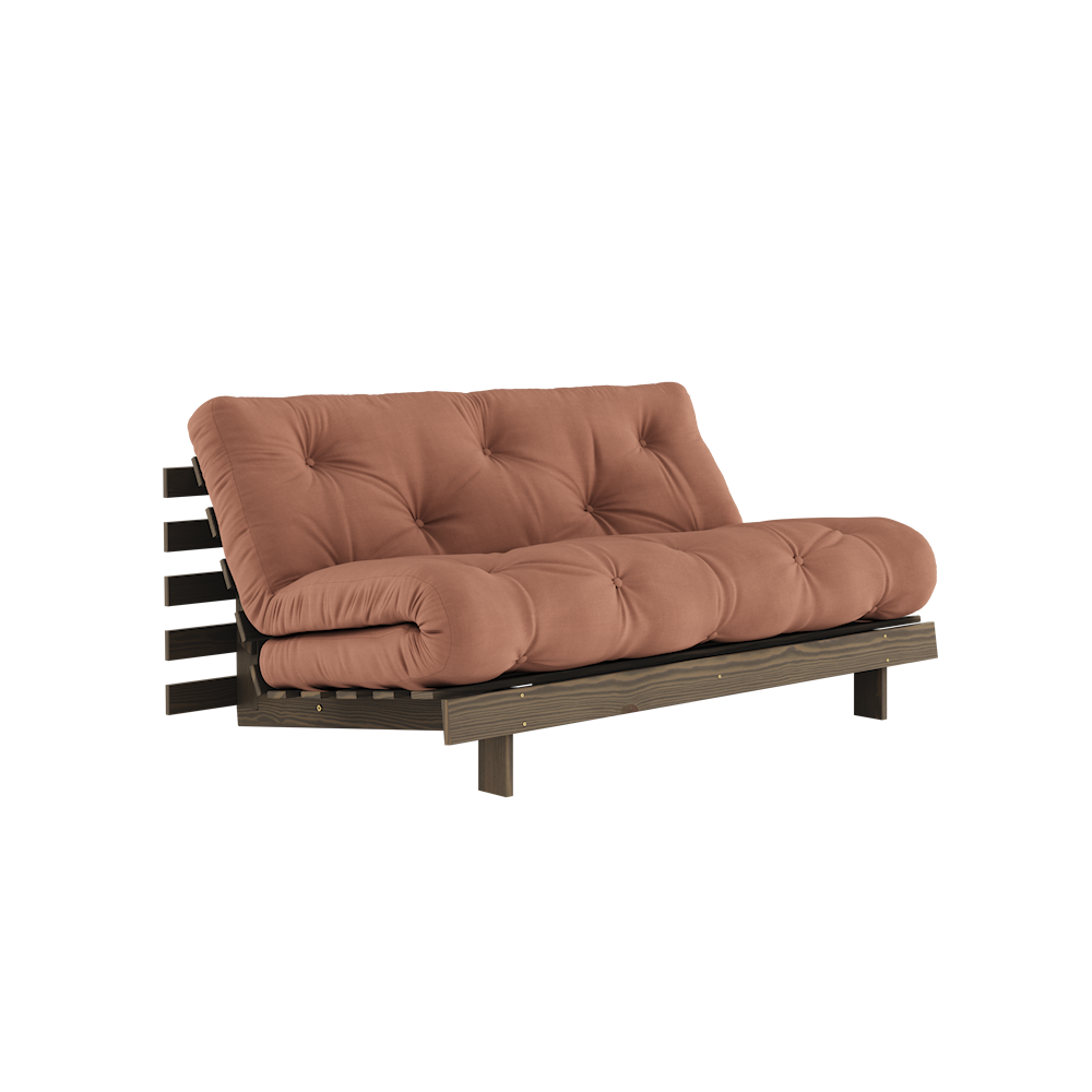 KARUP DESIGN Hnědá rozkládací pohovka ROOTS s konstrukcí z tmavě hnědého dřeva 160x200 cm