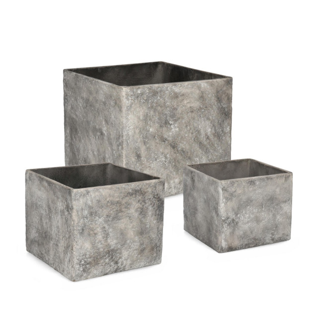 BIZZOTTO Set 3 vysokých květináčů MEILI šedý
