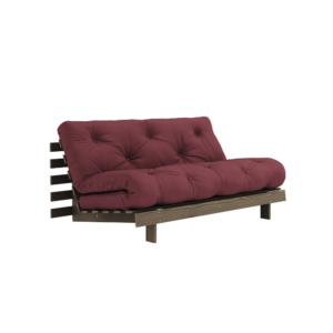 KARUP DESIGN Vínová rozkládací pohovka ROOTS s konstrukcí z tmavě hnědého dřeva 160x200 cm