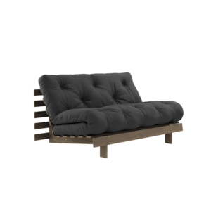 KARUP DESIGN Černá rozkládací pohovka ROOTS s konstrukcí z tmavě hnědého dřeva 140x200 cm