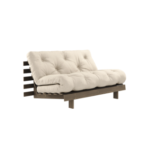 KARUP DESIGN Lněná rozkládací pohovka ROOTS s konstrukcí z tmavě hnědého dřeva 140x200 cm