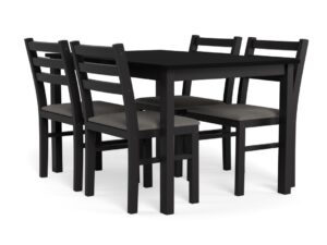 ACTONA Jídelní set stolu a čtyř židlí ALICANTE černý 110x70 cm