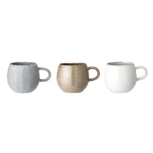 BLOOMINGVILLE Set 3 hrnků s uchem ADDISON 500 ml šedý
