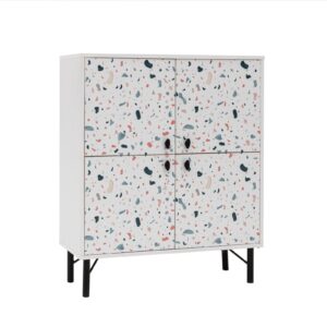 KALUNE DESIGN Dřevěná komoda TERRAZZO bílá