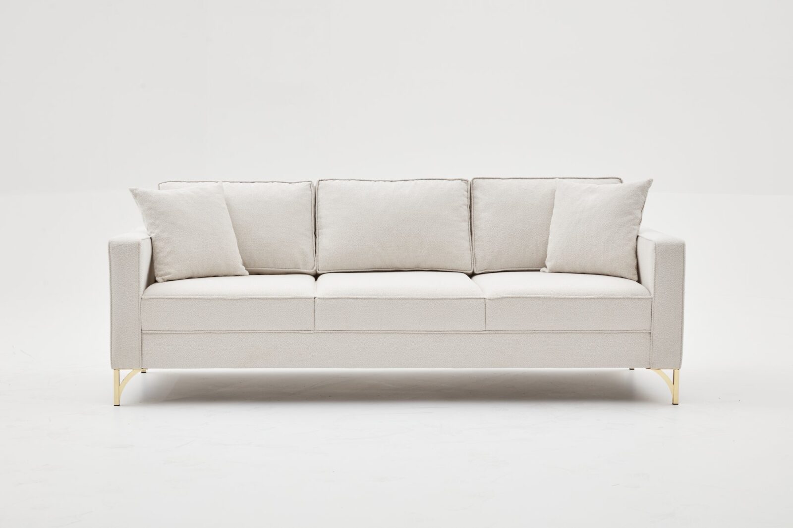 Hanah Home Třímístná pohovka BERLIN krémová se zlatou 222 cm